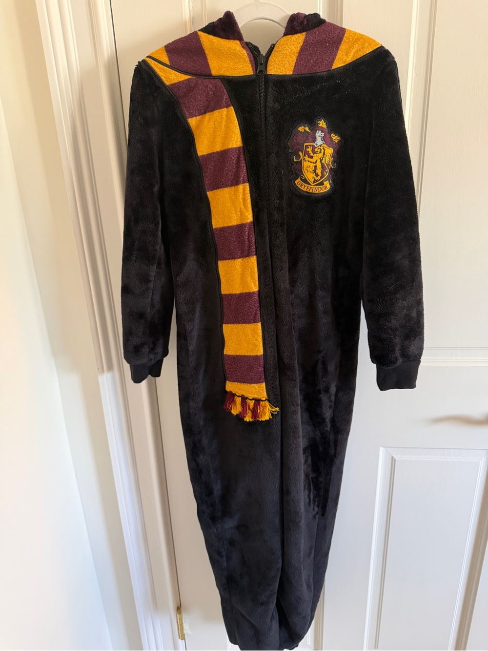 Harry Potter Gryffindor Hooded Fleece One-Piece Pajamas Kids Size 10